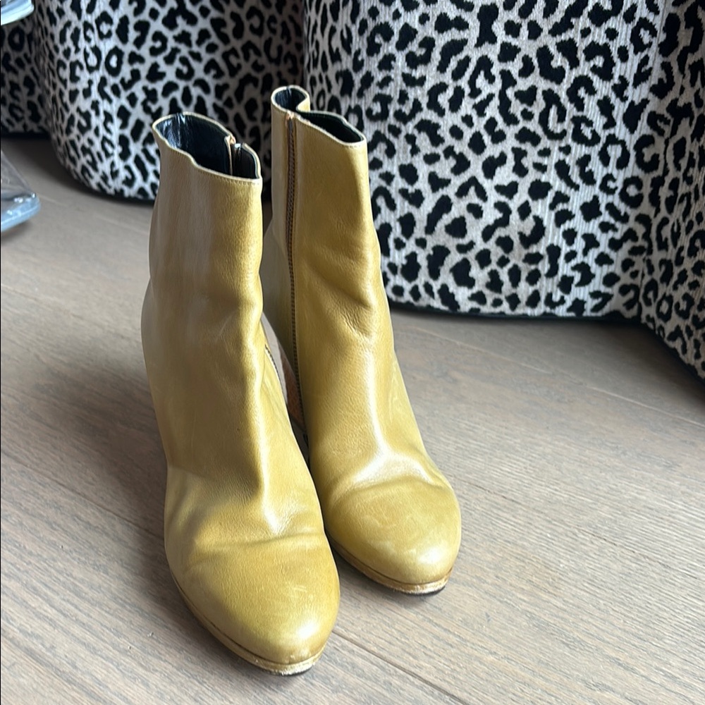 Dries Van Noten Green Leather Ankle Boots